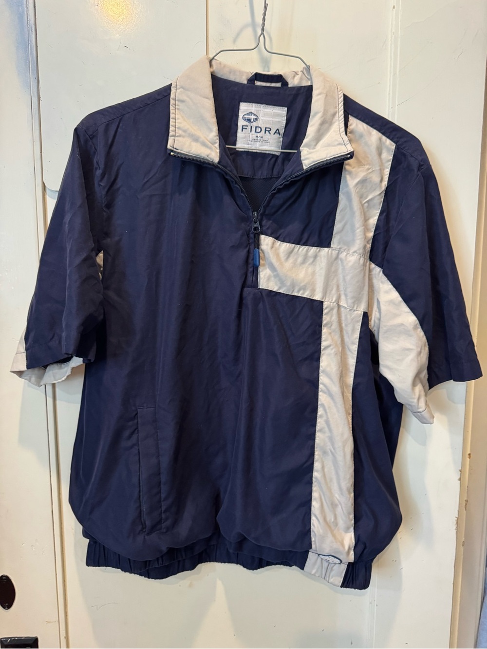 Navy and White Short-Sleeve Rain Jacket